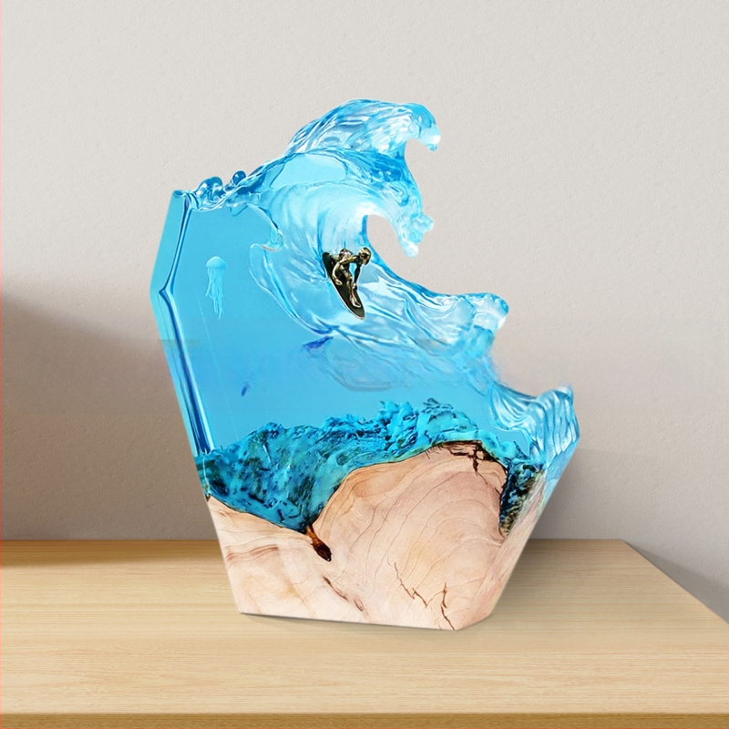 Cetcápa szörfözés fiatal tengeri gyanta lámpa tömörfa kreatív díszek hálószoba dekoráció anyák napi ajándék határokon átnyúló robbanások