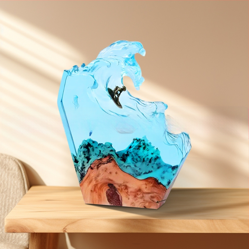 Cetcápa szörfözés fiatal tengeri gyanta lámpa tömörfa kreatív díszek hálószoba dekoráció anyák napi ajándék határokon átnyúló robbanások