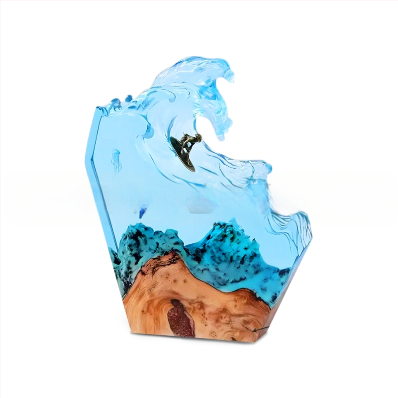 Cetcápa szörfözés fiatal tengeri gyanta lámpa tömörfa kreatív díszek hálószoba dekoráció anyák napi ajándék határokon átnyúló robbanások