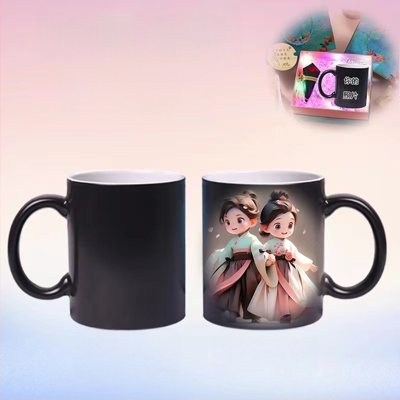 Termochrominis vandens puodelis keraminis kavos puodelis sublimacinis stebuklingas puodelis spausdintas nuotraukos logotipas šilumos perdavimo puodelis