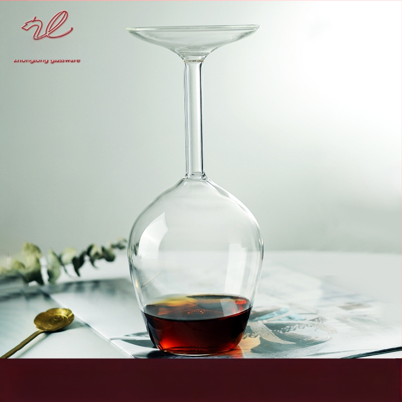 Boroszilikát üveg átlátszó borospohár háztartási kreatív egyszerű fordított kehely alakú bor fordított borospohár