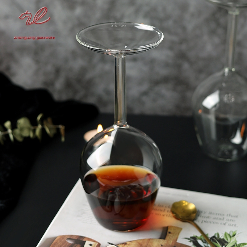 Boroszilikát üveg átlátszó borospohár háztartási kreatív egyszerű fordított kehely alakú bor fordított borospohár