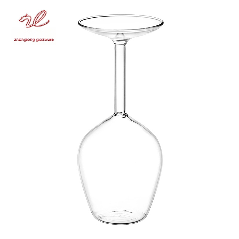 Boroszilikát üveg átlátszó borospohár háztartási kreatív egyszerű fordított kehely alakú bor fordított borospohár
