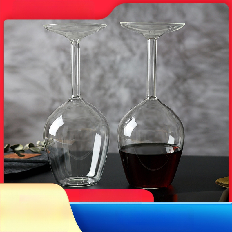 Taškinė aukšto borosilikatinio stiklo vyno taurė, buitinė kūrybinė raudonojo vyno apversta taurė, vyno taurė, stiliaus taurė