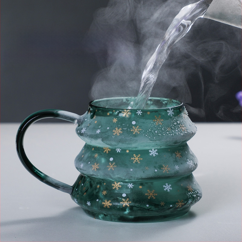 Magas boroszilikát üveg egyrétegű pohár, üveg karácsonyfa pohár fedéllel, háztartási gyümölcslé ital pohár, irodai kávéspohár