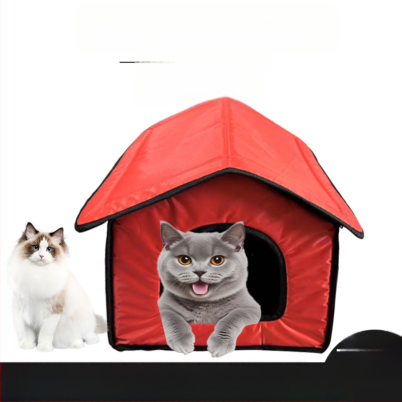 Four Seasons univerzális macskafészek macskaház csúszásgátló műanyag leengedhető aljú kisállatfészek zárt, nagyméretű macskaház kabin