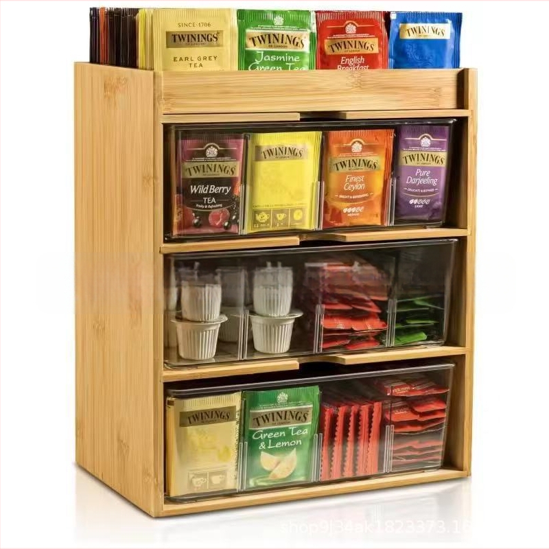 Fa teafilter tároló doboz Bambusz teatároló doboz Teafilter tároló állvány Fa kávépor tároló doboz