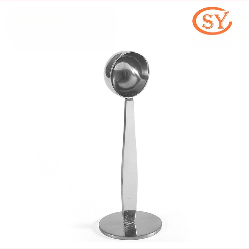 Individualus 304 nerūdijančio plieno kavos matavimo šaukštas, presuoti milteliai, dvigubos paskirties kavos šaukštas, presuoti milteliai, stovintis šaukštas, du viename kavai