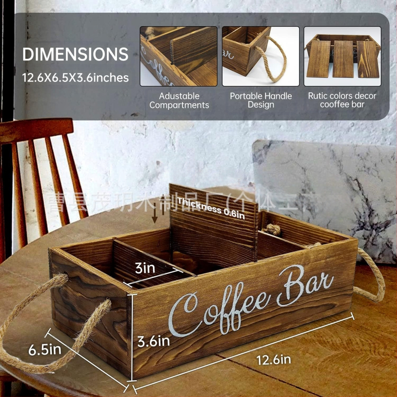 Cutie de depozitare din lemn, compartiment fără capac pentru cameră de ceai, cutie retro din cânepă, valiză din lemn, pliculeț de cafea, pliculeț de ceai, cutie de clasificare din lemn masiv