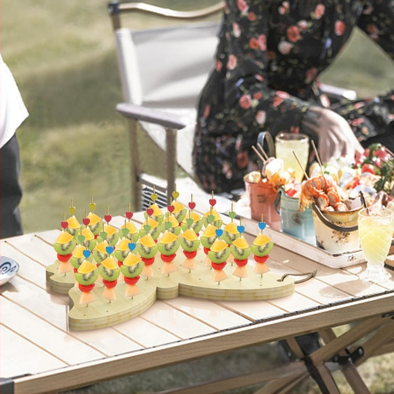 Bambusz ételnyársak, grillsütő állványok, karácsonyi parti nyalókatartó, catering party büfé vágódeszka