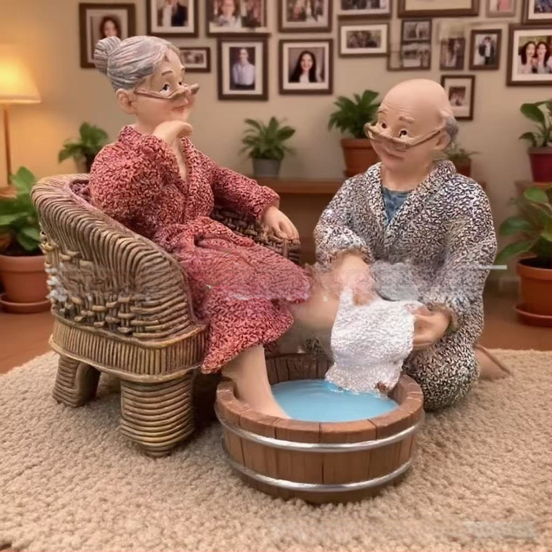Határokon átnyúló új termék nagypapa és nagymama gyantaszobrok dekoráció, díszek otthoni udvarra Valentin-napi ünnepi szobor