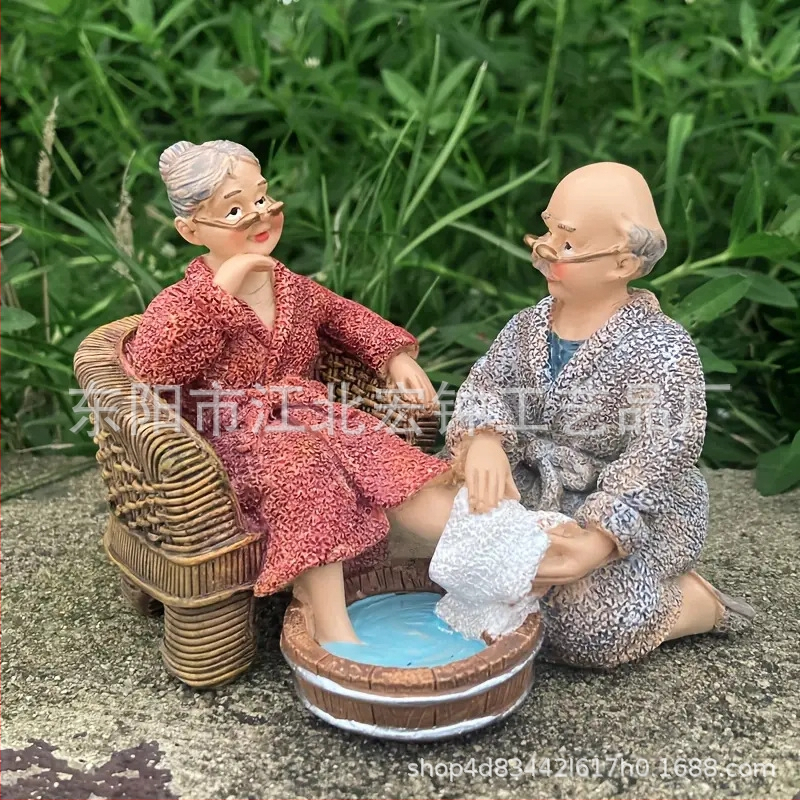 Határokon átnyúló új termék nagypapa és nagymama gyantaszobrok dekoráció, díszek otthoni udvarra Valentin-napi ünnepi szobor