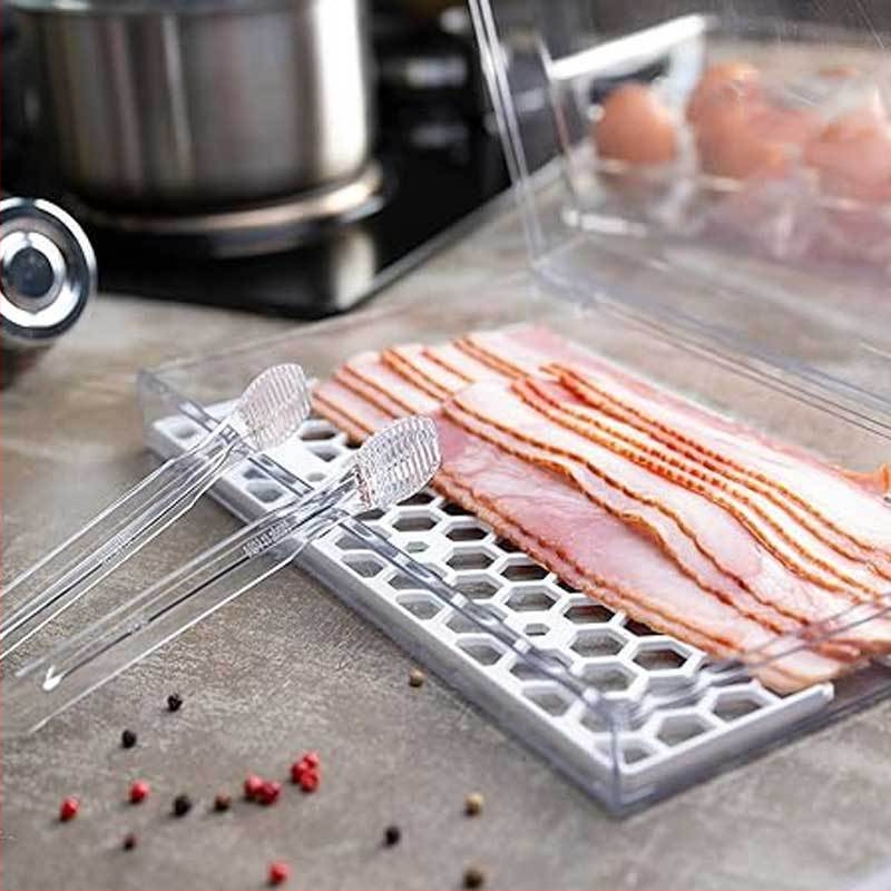 Határokon átnyúló szalonna lecsepegtető frissen tartó doboz konyhai háztartási hűtőszekrény flip tárolódoboz élelmiszer lezárt hideg tároló doboz klipszel