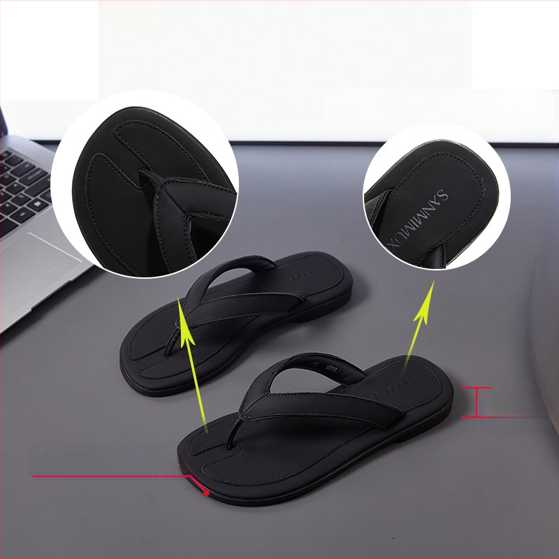 Valódi bőr flip-flopok 2025 nyári külső viselet lapos szandálok kiránduláshoz kényelmes félcipők új divatos strandpapucsok nőknek