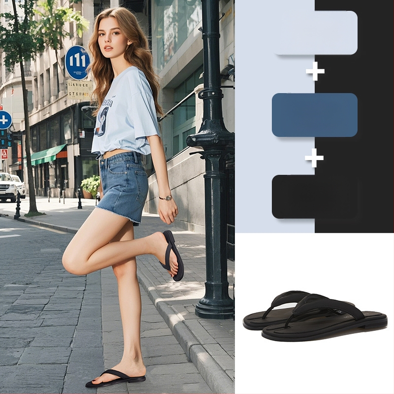 Valódi bőr flip-flopok 2025 nyári külső viselet lapos szandálok kiránduláshoz kényelmes félcipők új divatos strandpapucsok nőknek