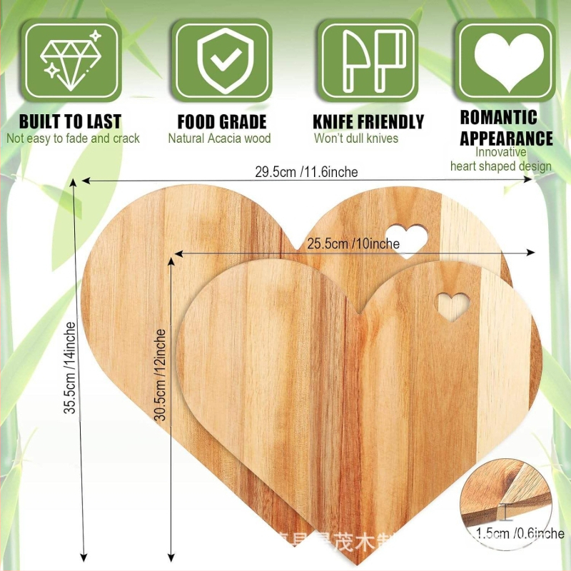 Fa szív alakú vágódeszka, háztartási szerelmi vágódeszka, sajttál, zöldséges tányér, sajttál, csemegetál