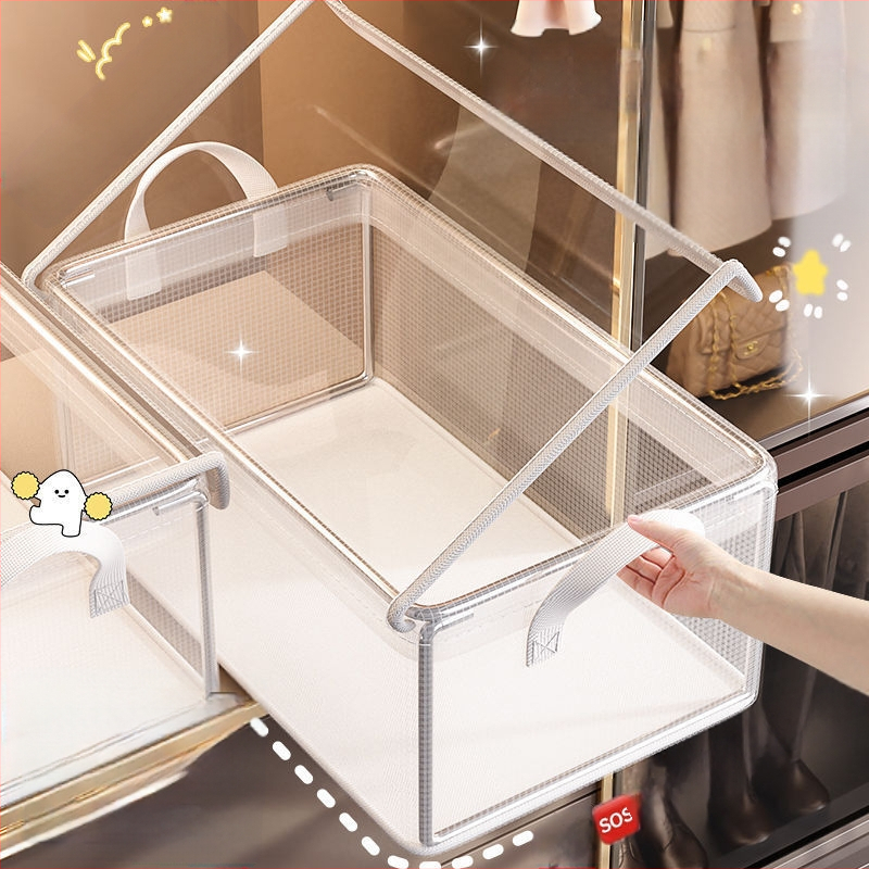 PVC acélvázas tárolódoboz fedéllel ruhákhoz és fehérneműkhöz, háztartási univerzális összecsukható ruhák és nadrágok tárolására