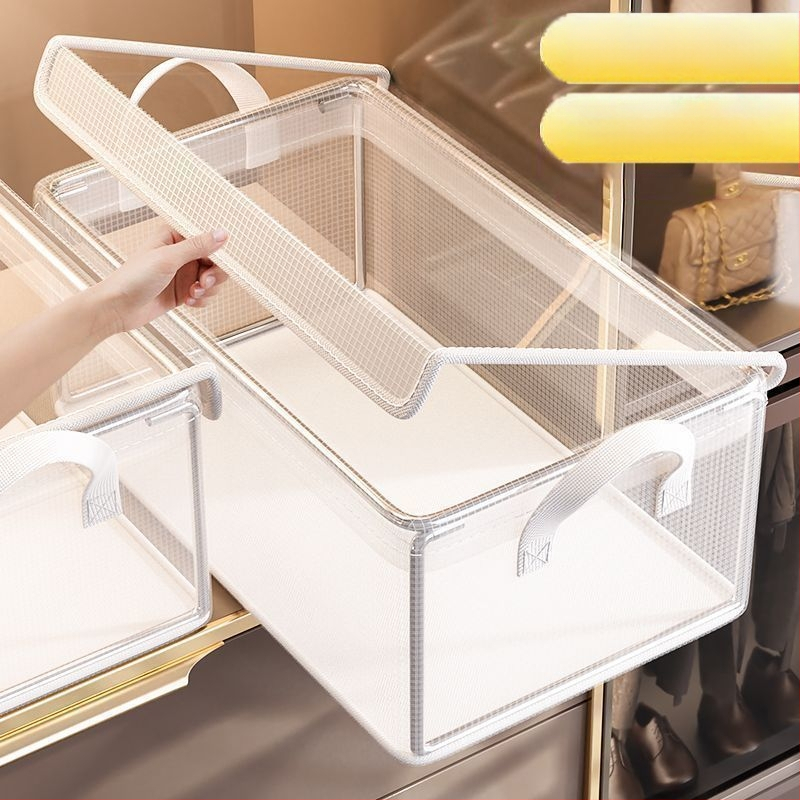 PVC acélvázas tárolódoboz fedéllel ruhákhoz és fehérneműkhöz, háztartási univerzális összecsukható ruhák és nadrágok tárolására