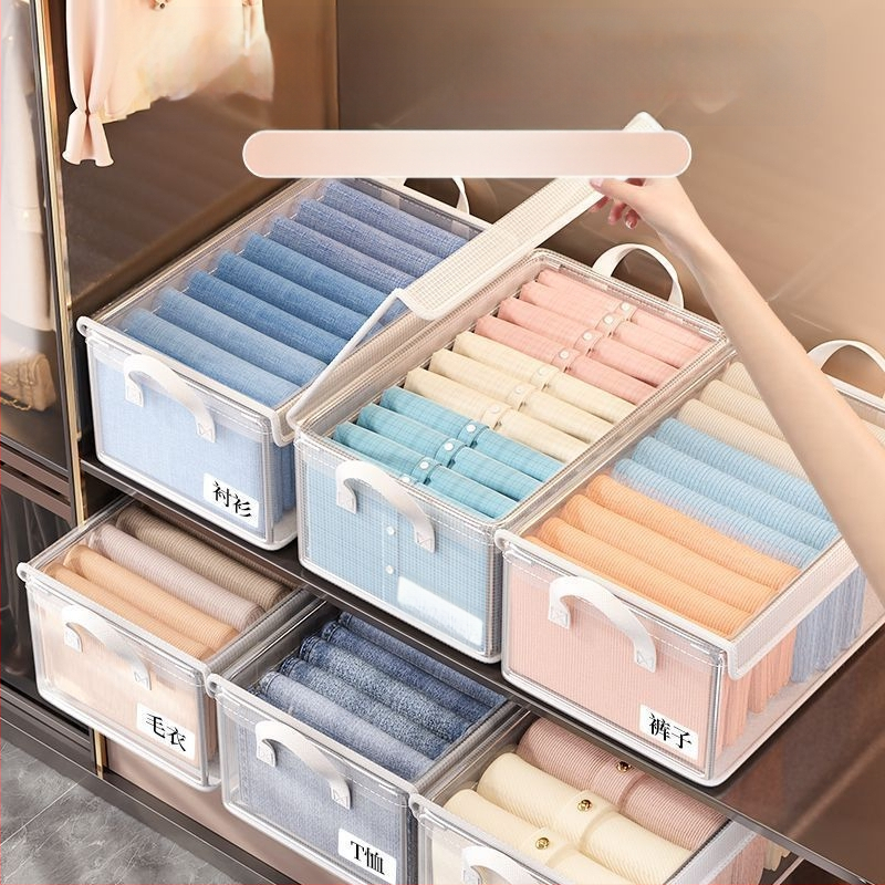 PVC acélvázas tárolódoboz fedéllel ruhákhoz és fehérneműkhöz, háztartási univerzális összecsukható ruhák és nadrágok tárolására