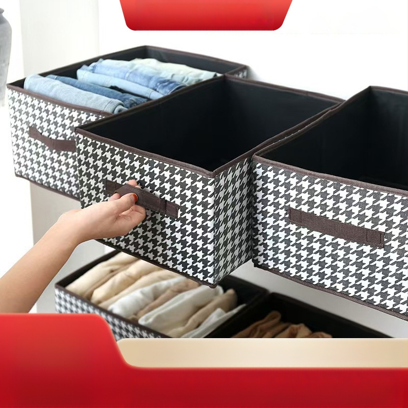 Gyorsan kézmosó ruhák háztartási összecsukható tárolódoboz szekrény tároló burkolat tárolódoboz Houndstooth ruhatároló doboz