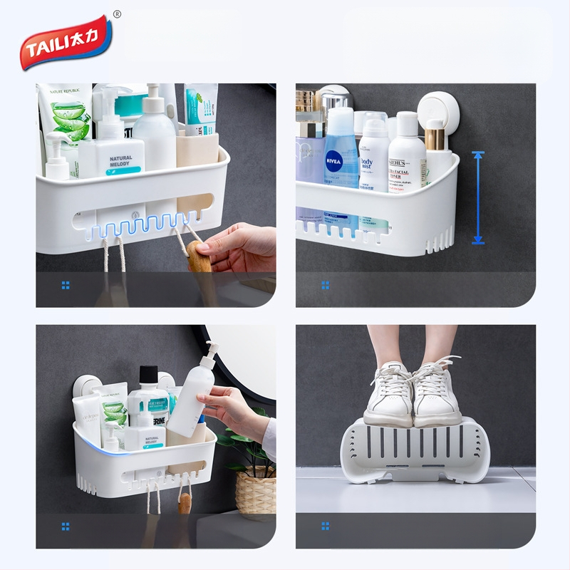 Taili fürdőszoba fürdőszobai négyzet alakú tárolóállvány tapadókorongos vákuumos ütésmentes WC-mosdóállvány fali tárolóállvány