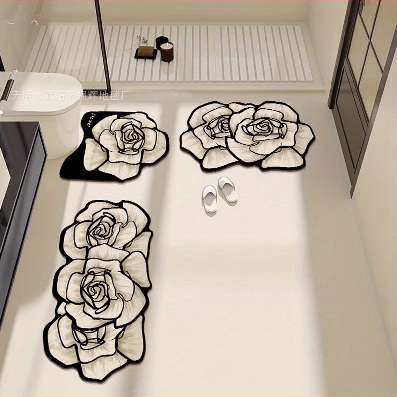 Трансгранични меки подови постелки от диатомови водорасли, бързосъхнещи и водоабсорбиращи постелки за врата, трикомпонентни подови постелки за тоалетна, противоплъзгащи постелки за баня, предлагани на едро