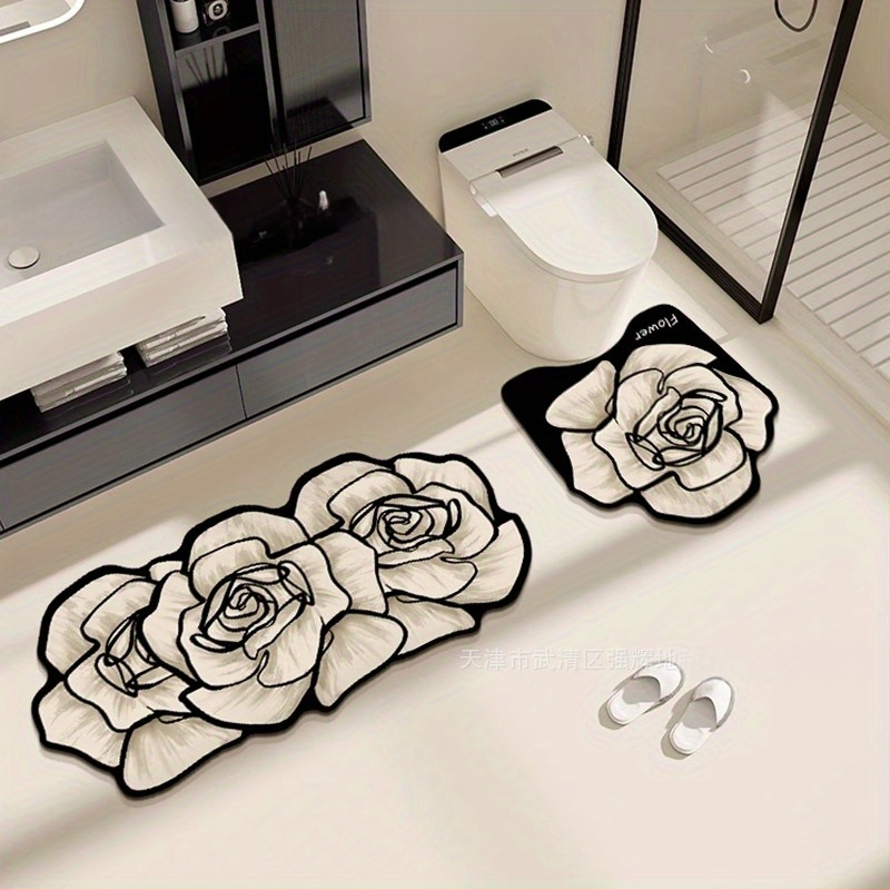 Трансгранични меки подови постелки от диатомови водорасли, бързосъхнещи и водоабсорбиращи постелки за врата, трикомпонентни подови постелки за тоалетна, противоплъзгащи постелки за баня, предлагани на едро