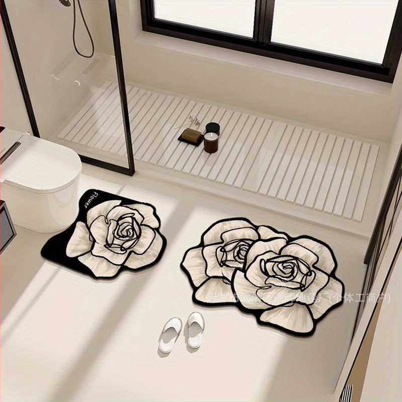 Трансгранични меки подови постелки от диатомови водорасли, бързосъхнещи и водоабсорбиращи постелки за врата, трикомпонентни подови постелки за тоалетна, противоплъзгащи постелки за баня, предлагани на едро