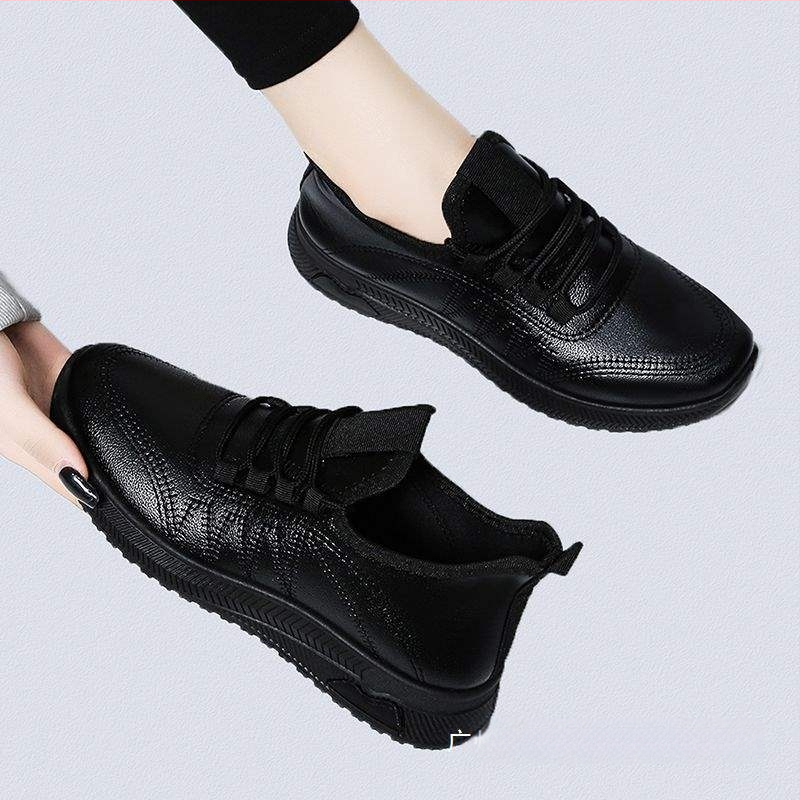 Juodi plokščiapadžiai minkštu padu, atsparūs vandeniui, atsparūs aliejui, neslystantys, ilgalaikiai stovimi batai, darbo batai, moteriški batai, profesionalūs darbo odiniai batai, moteriški batai