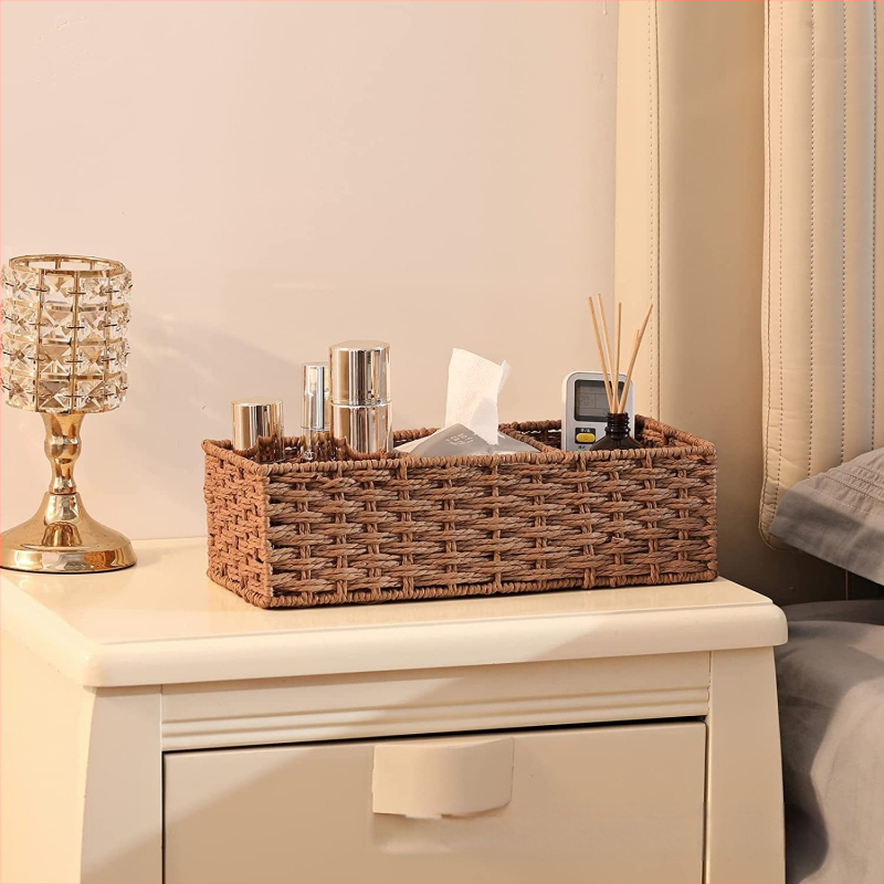 Pintas laikymo krepšelis, laikymo dėžutė raktams, užkandžių laikymo dėžutė, seklus padėklas, kosmetinis popierius, virvės laikymo krepšelis su trimis skyriais