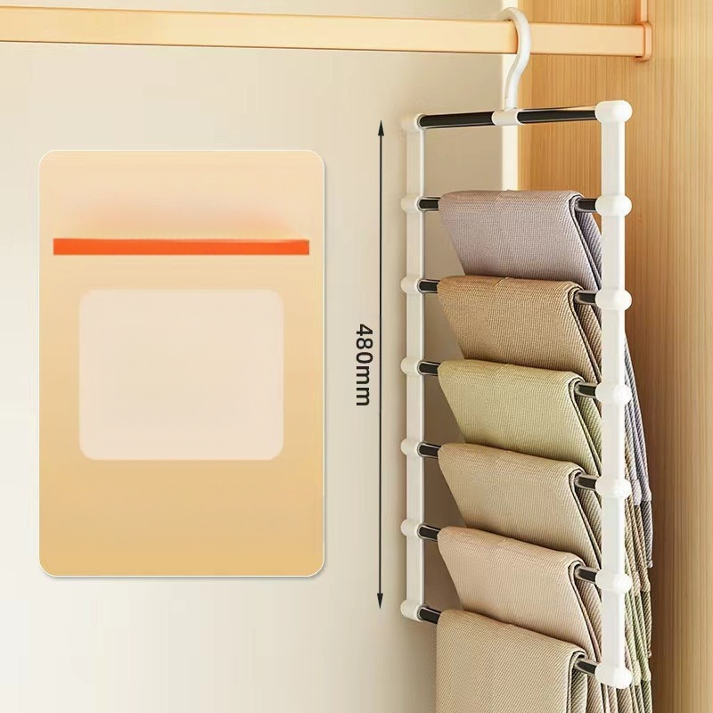 Daugiasluoksnė daugiafunkcinė kelnių lentyna namams, neslystanti besiūlė kelnių pakaba, specialus sulankstomas daiktų laikymo organizatorius