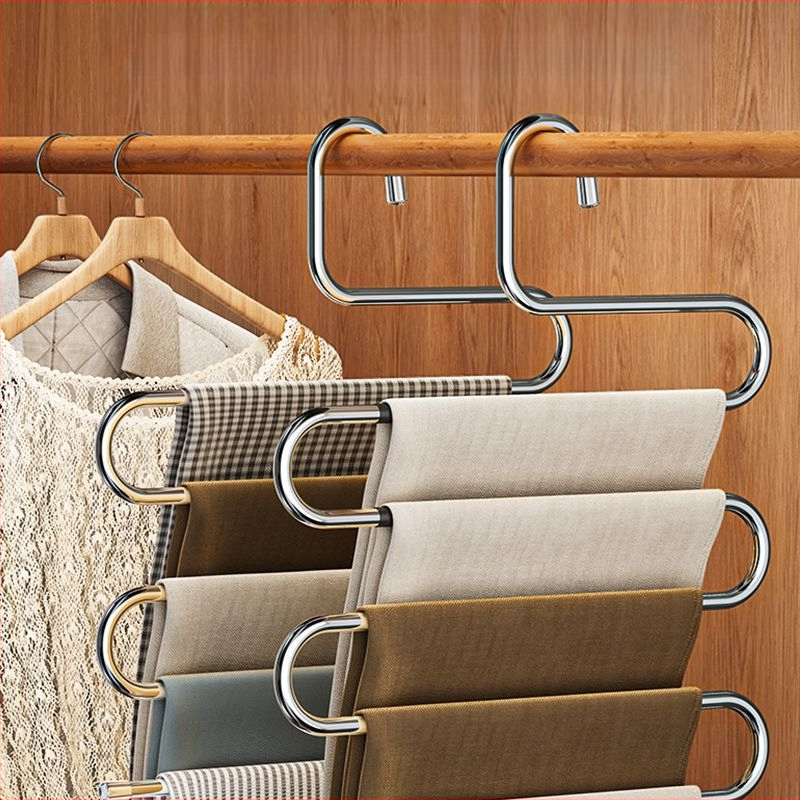 Roostevabast terasest maagiline multifunktsionaalne riidepuu koduseks kasutamiseks, püksiklamber, püksiriiul, püksiriidepuu, jäljetu riidekapi hoiustamise artefakt, mitmekihiline