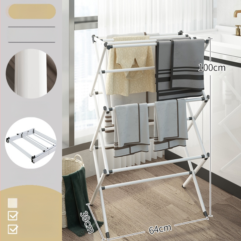 Erkélyes paplanszárító állvány Összecsukható, visszahúzható beltéri állvány Ruhaszárító állvány Padlón álló, összecsukható háztartási törölközőtartó