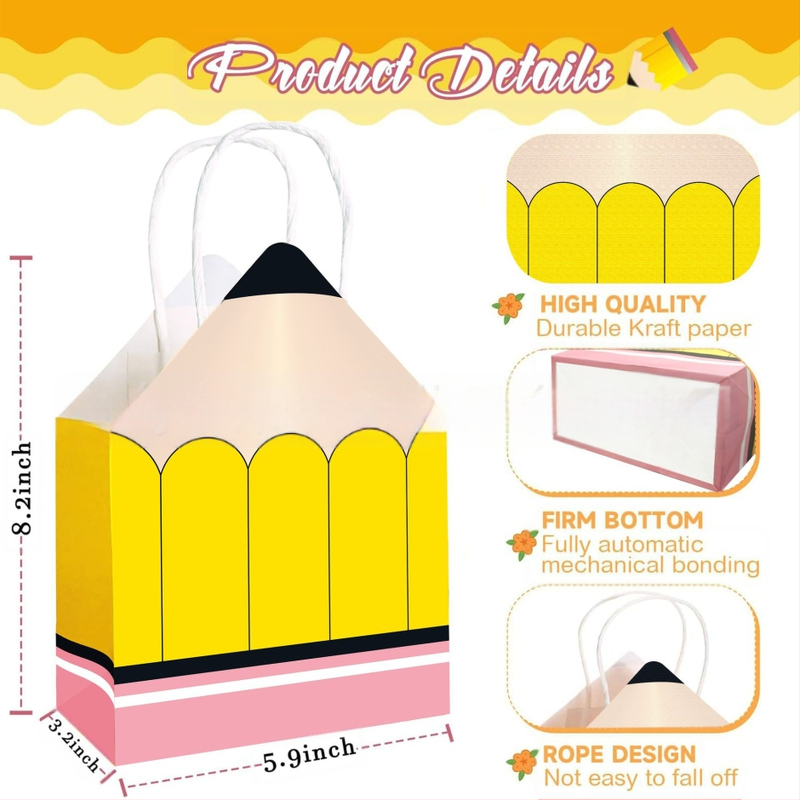Készre szerelt iskolai szezonra való ceruzatáska kötél papírzacskó egyetemi parti ajándéktáska iskolai tanterem dekorációs papír