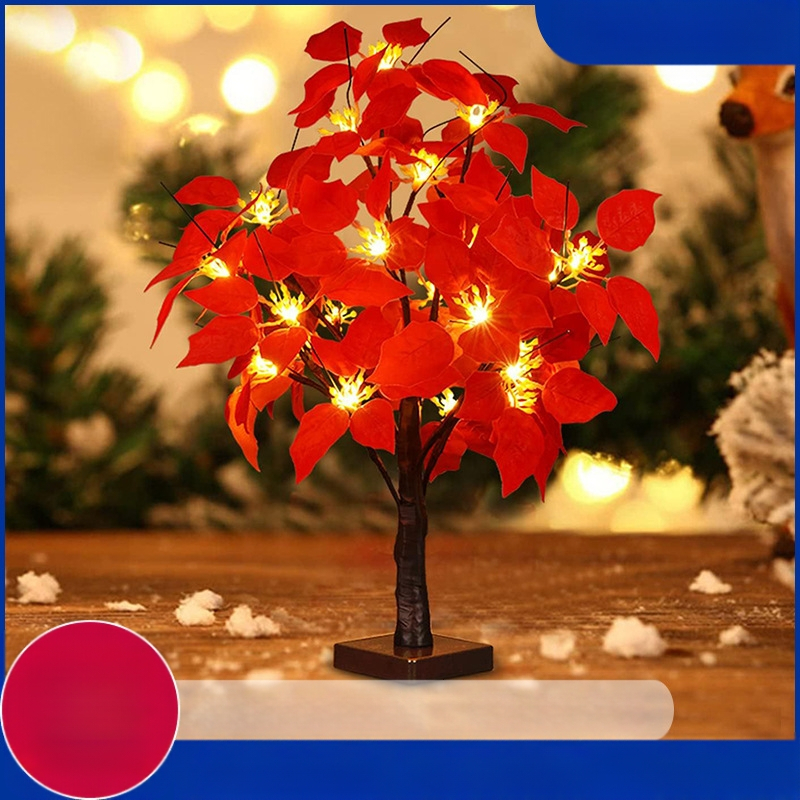 Pavasario festivalio Naujųjų metų atmosfera Beržo eglutės dekoratyvinės lemputės LED spalvotos lemputės Medis Puansetija Kalėdų eglutės lemputės Atmosferos lemputės Šviesos juostelė