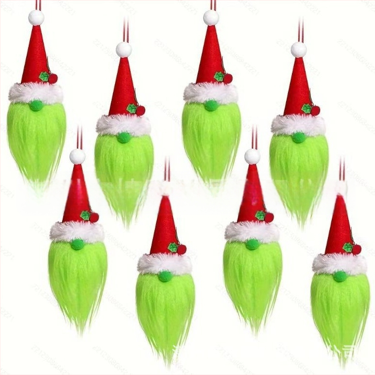 Határokon átnyúló új termék 8 db-os karácsonyi piros és zöld Grinch arctalan baba kreatív díszek karácsonyi hangulatkellékek