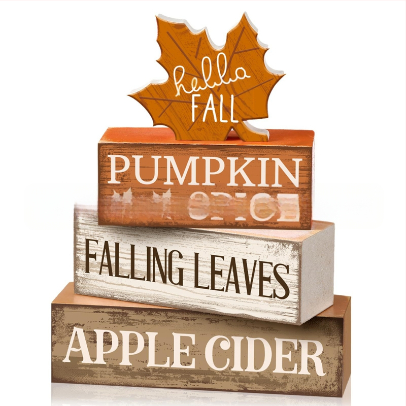 Hálaadás napi asztaldísz díszek fa díszek asztali 4 darabos szett dekoratív aratási szezon fa kockás réteges dekoráció