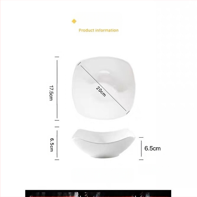 Puhasvalged nelja nurgaga majapidamiskeraamilised kausid, salatikausid, supitaldrikud, loomingulised taldrikud, lihtsad populaarsed taldrikud, nurgasupikausid