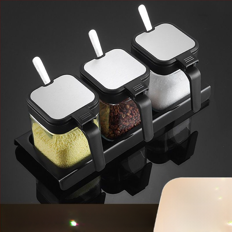 Virtuvės laikymo prieskonių indelis, stiklinis druskos indelis, prieskonių indelis, buitinė prieskonių druska, MSG prieskonių dėžutė