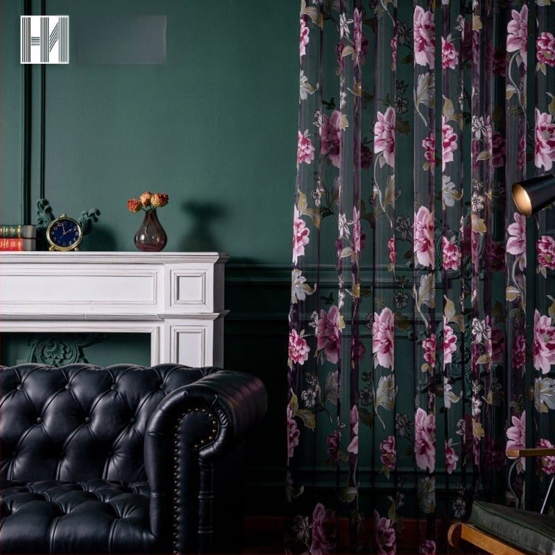 Ploni amerikietiški permatomi spausdinti langų ekranai, namų atmosferos dekoravimas, baigtos užuolaidos su marle, tarpvalstybinės spausdintos marlės užuolaidos