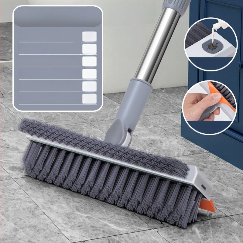 Perie de podea pentru cusături, perie de podea pentru baie, spălare pereți, curățare gresie, mâner lung, perie de podea pentru baie, fără unghi mort