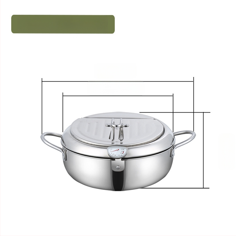 Piiriülene paksendatud roostevabast terasest fritüür Jaapani stiilis tempura väike fritüür mini binauraalne fritüür sõelaga