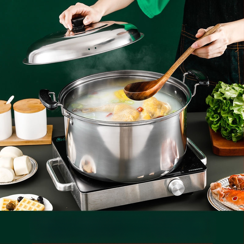 Ανοξείδωτη βαθιά κατσαρόλα σούπας, οικιακή κατσαρόλα μεγάλης χωρητικότητας, κατσαρόλα στιφάδο, επαγωγική κουζίνα, σόμπα αερίου, αφιερωμένη