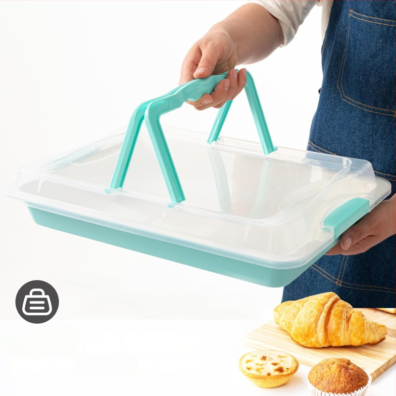 Εξωτερικός δίχρωμος ορθογώνιος αντικολλητικός δίσκος ψησίματος κέικ με καπάκι Εξωτερικός δίσκος ψητού κοτόπουλου με ψυγείο και αποθήκευση