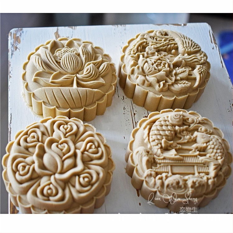 [Yuyue Longmen] Форма за торта Big Moon 150 г, ръчно пресована, триизмерна, удебелена пластмасова, с шарка, форма за хляб на пара, с анимационен мотив