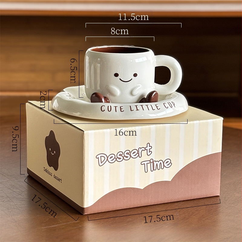 Kis lábak, Magas Kinézetű Bögre, Aranyos Tejespohár, Kerámia Vizespohár, Bögre, Irodai Kávéspohár Csészével