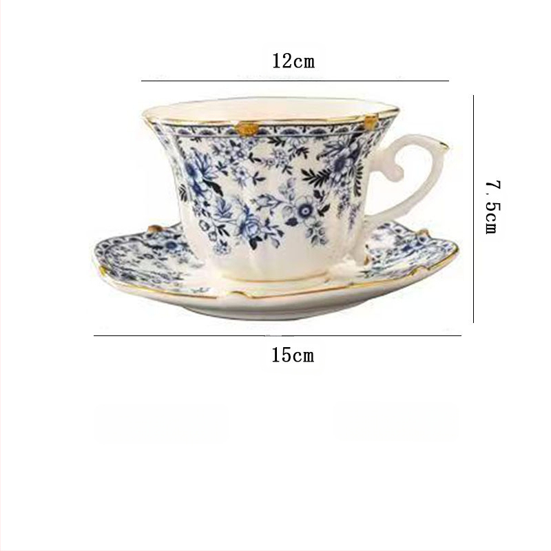 Vintage zilas un baltas porcelāna kafijas tases nišas viduslaiku augstas klases mājas pēcpusdienas tējas tasīšu komplekts vairumtirdzniecībā