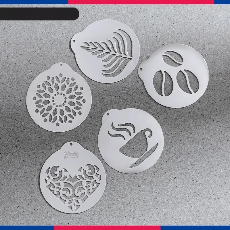 Bincoo kávévirág-minta rozsdamentes acélból készült barkácsolás mintás kávépor nyomtatási spray virág virág virág műtárgy