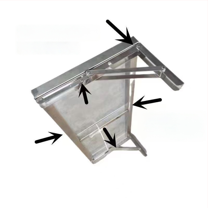 Összecsukható, vastagított rozsdamentes acél fali akasztós konyhai egyszerű fali asztallap egyrétegű lyukasztó polc