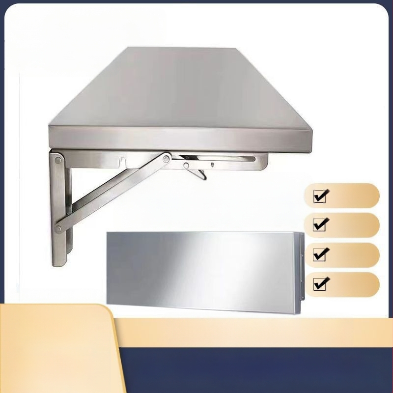 Összecsukható, vastagított rozsdamentes acél fali akasztós konyhai egyszerű fali asztallap egyrétegű lyukasztó polc